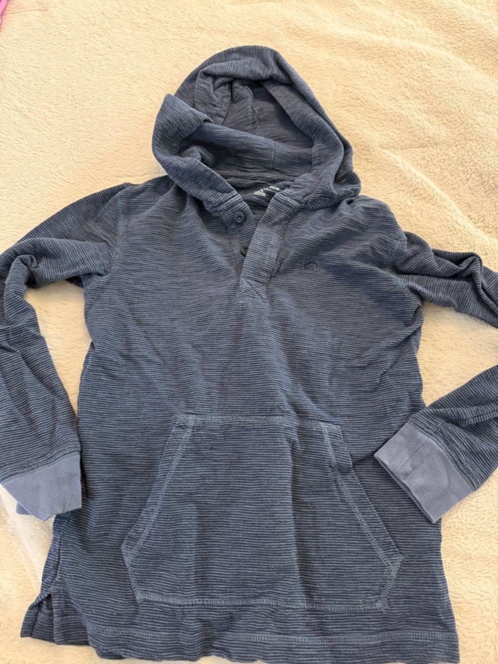 Southern Tide Boys Navy Striped Hooded Pullover Sweatshirt, size M (8-10)